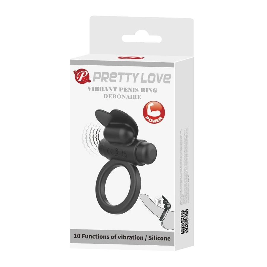 PRETTY LOVE - DEBONAIRE VIBRATIONSRING KANINCHEN 10 VIBRATIONEN SCHWARZ